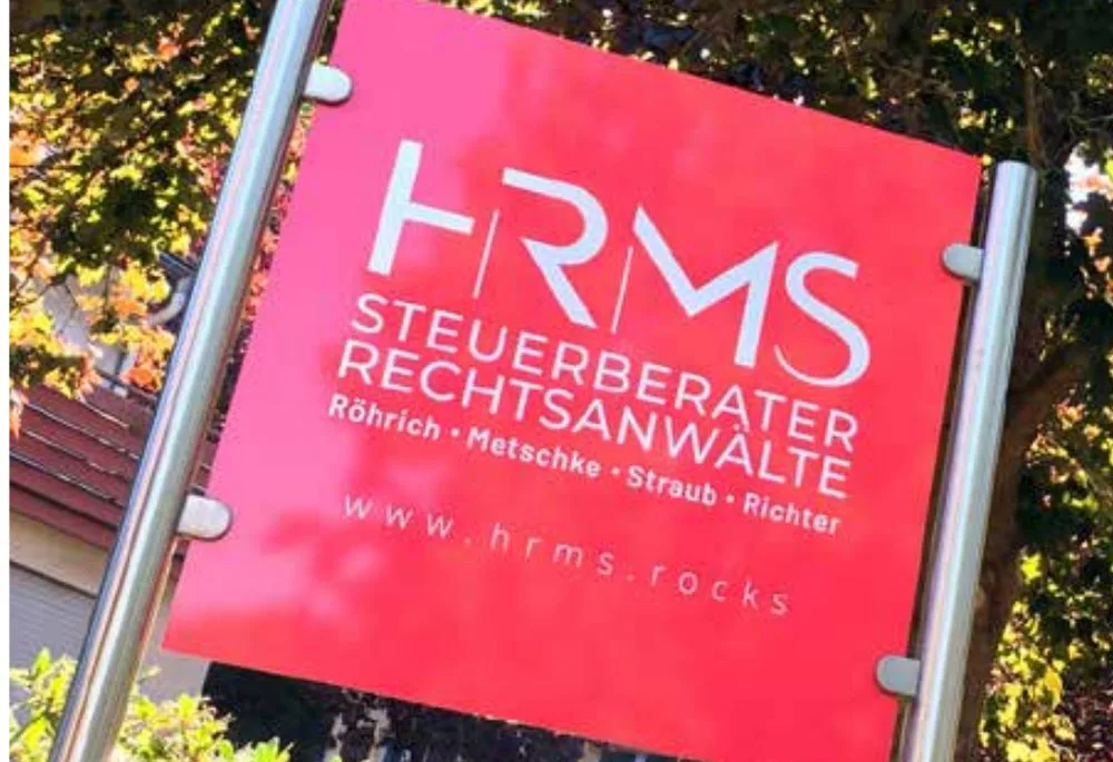 Kanzleischild im Corporate Design von HRMS