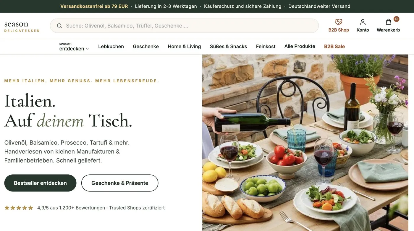 Startseite von seasondelicatessen.de